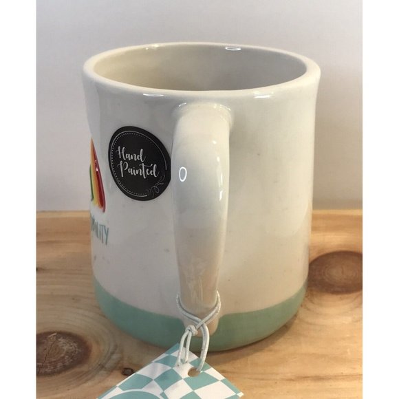 Wandering Moon Rainbow Radiate Possibility Hand Painted Ceramic Coffee Tea Mug - Picture 4 of 8